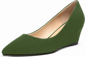MOVINSTEPS Womens Pointed Toe Dress Slip On Work Wedge Low Heel Pumps Shoes 2 Inch