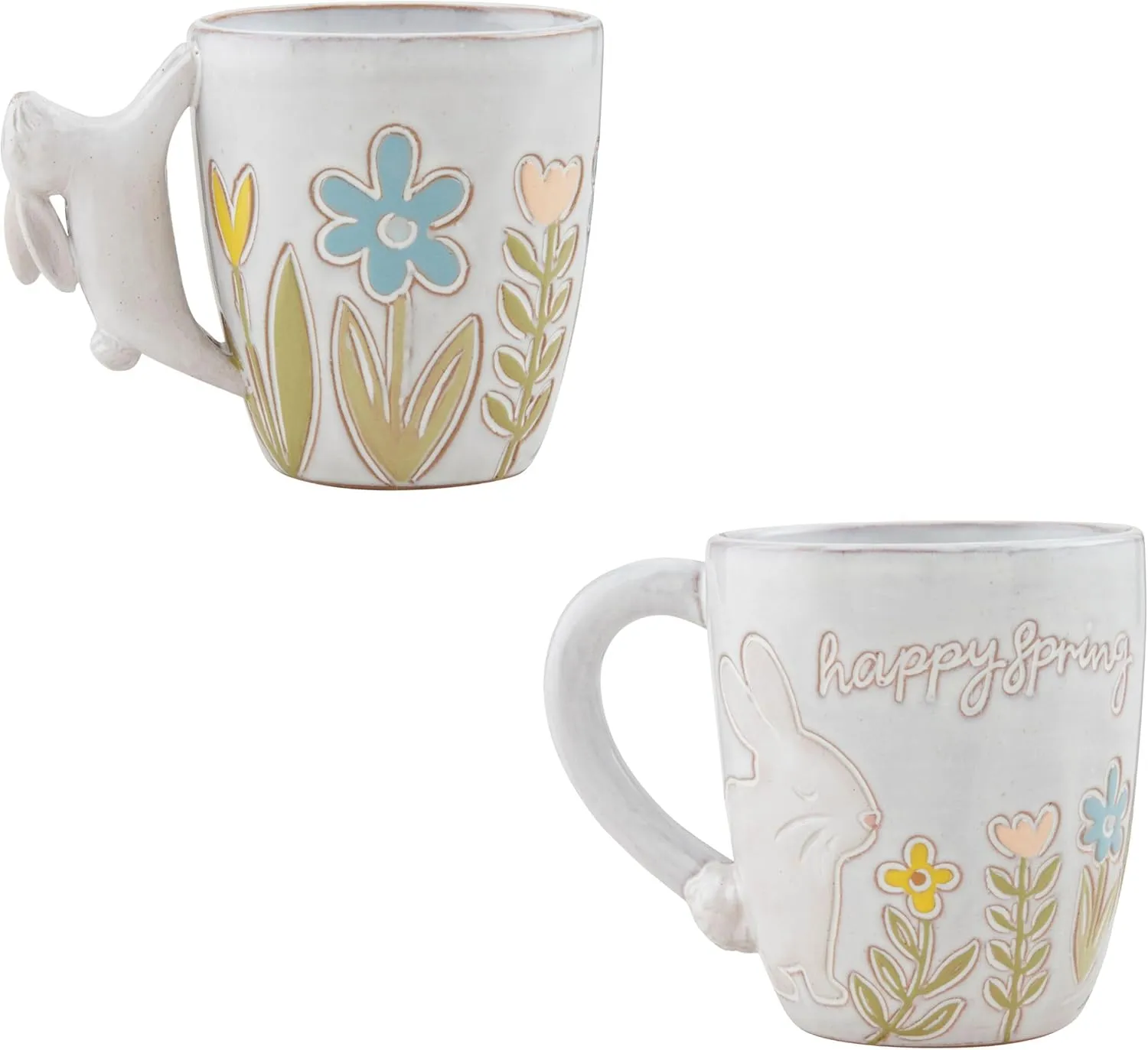 Mud Pie Handle Mugs, Happy; 4" x 3.5"