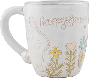 Mud Pie Handle Mugs, Happy; 4" x 3.5"