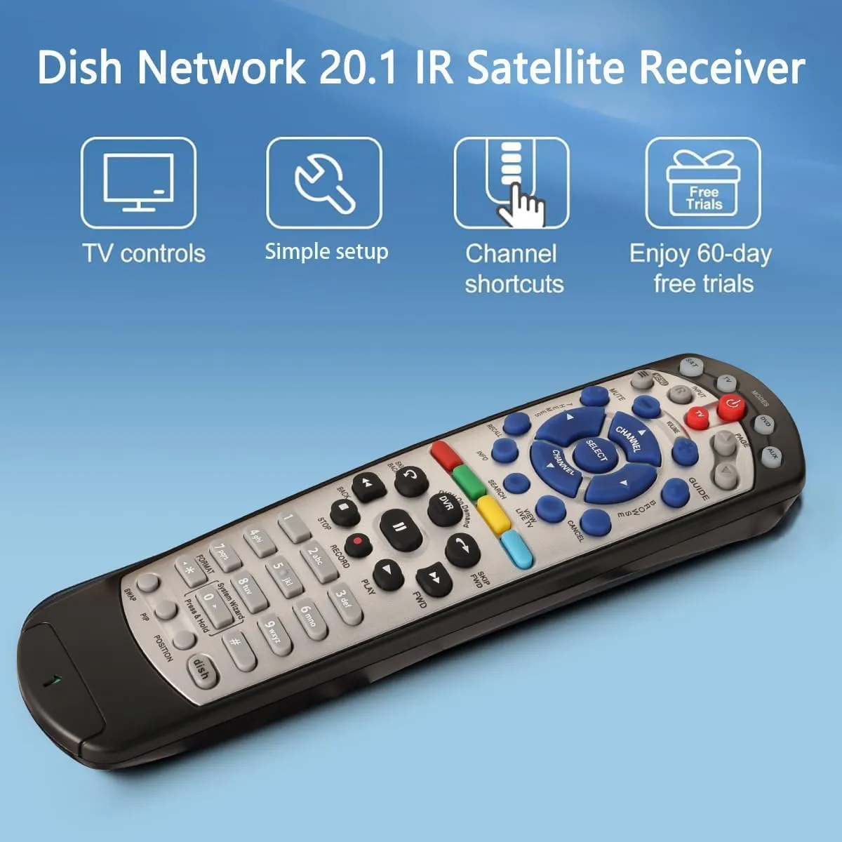 New Replacement for Dish Network 20.1 IR Satellite Receiver Remote Control
