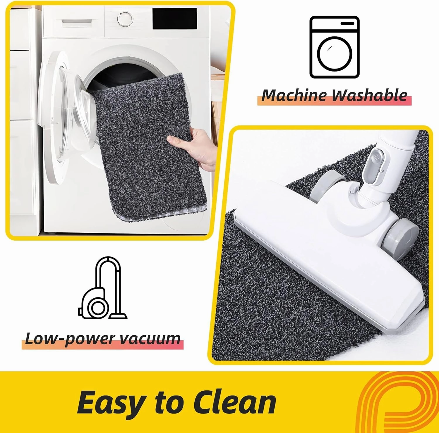 Non-Slip Stair Treads for Wooden Steps Indoor, 4 Pack 9" X 28" Stair Carpet Mats with TPE Backing for Kids Elders and Dogs, 0.3" Thick 100% Polyester Soft Stair Runner Rug, Black