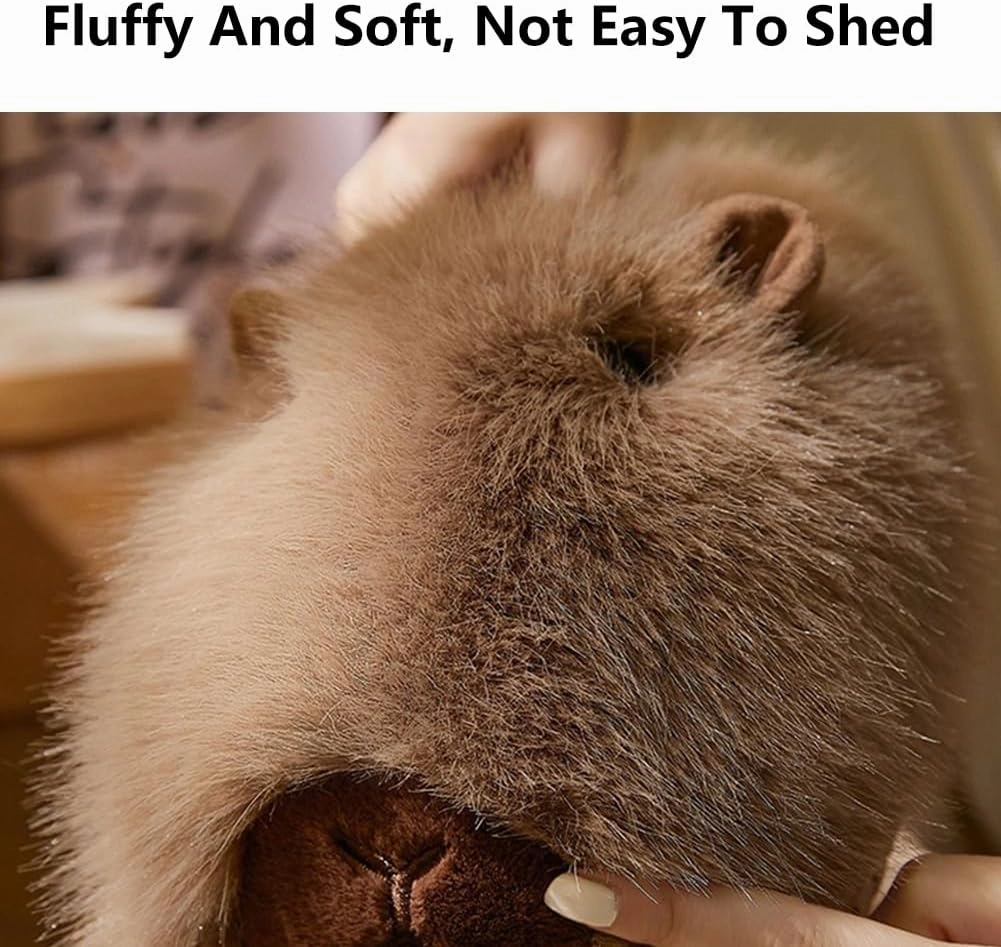 Novelty With Ears Capybara Slippers, Cozy House Shoes Fall and Winter Indoor Outdoor for Women, Warm Funny Animal Soft Plush Slides