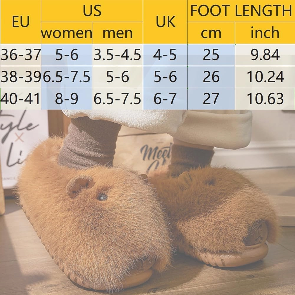 Novelty With Ears Capybara Slippers, Cozy House Shoes Fall and Winter Indoor Outdoor for Women, Warm Funny Animal Soft Plush Slides