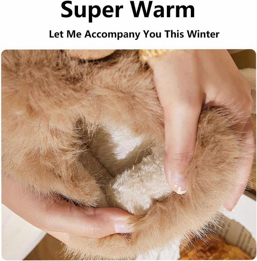 Novelty With Ears Capybara Slippers, Cozy House Shoes Fall and Winter Indoor Outdoor for Women, Warm Funny Animal Soft Plush Slides