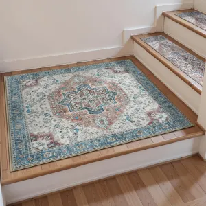 OJIA Non-Slip Stair Treads Matching Mat for Wooden Steps, Square Rubber Backing Anti-Slip Stair Carpet Landing Mat Stair Rugs 31x31 inch Carpet for Stairs