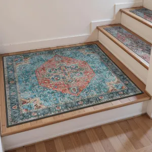 OJIA Non-Slip Stair Treads Matching Mat for Wooden Steps, Square Rubber Backing Anti-Slip Stair Carpet Landing Mat Stair Rugs 31x31 inch Carpet for Stairs