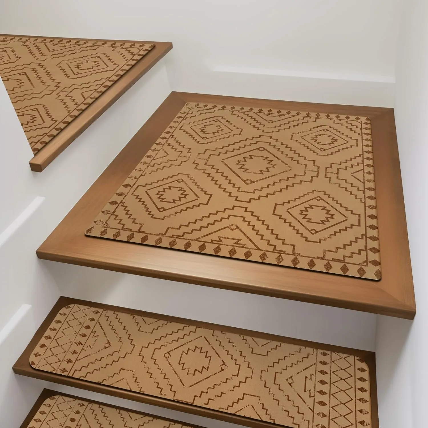 OJIA Stair Treads Carpet for Wooden Steps Non-Slip Stair Treads Landing Mat Stair Rug with Rubber Backing Stair Runner Safety Rugs for Family, Absorbent Washable 32x32 inch