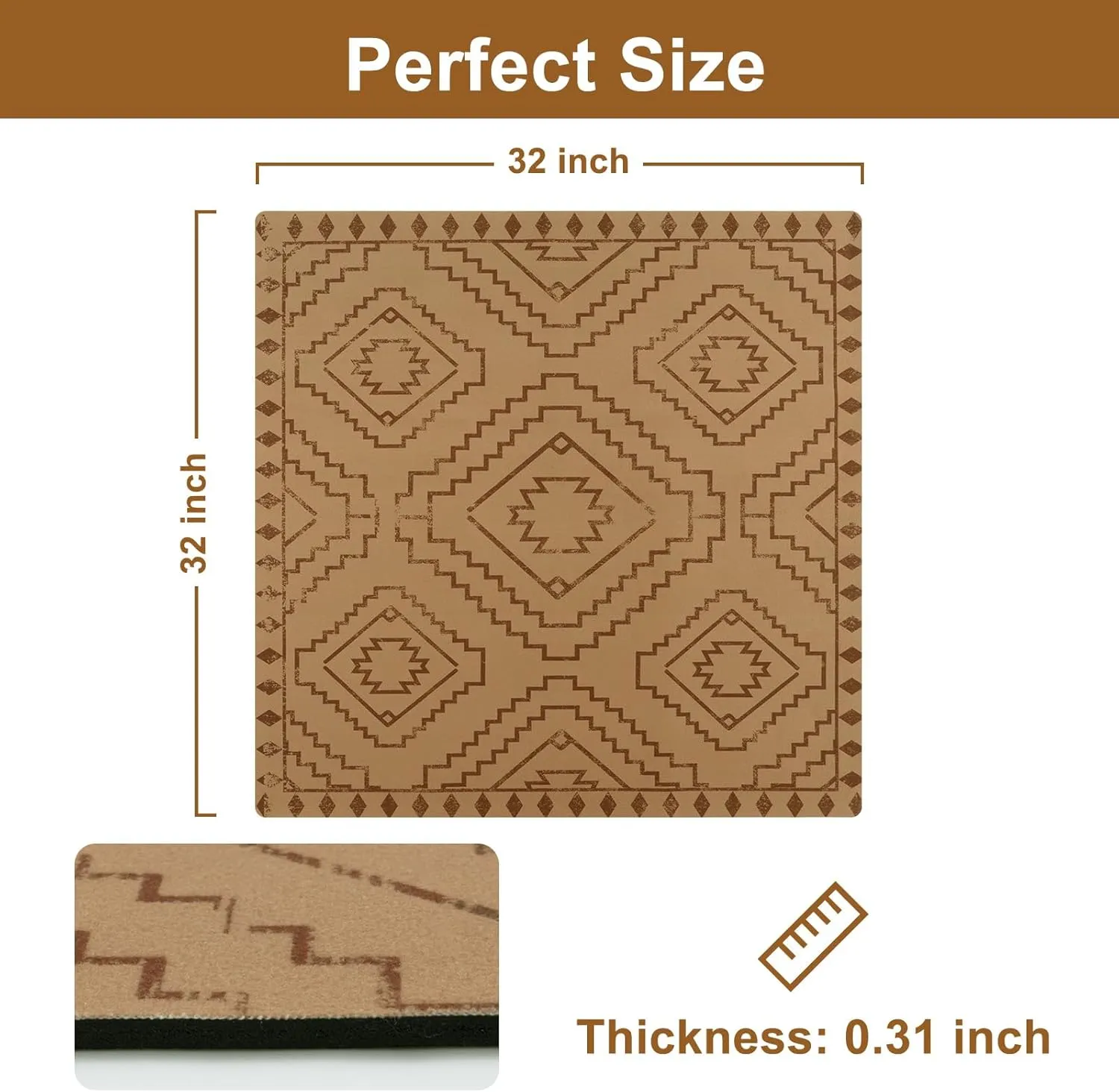 OJIA Stair Treads Carpet for Wooden Steps Non-Slip Stair Treads Landing Mat Stair Rug with Rubber Backing Stair Runner Safety Rugs for Family, Absorbent Washable 32x32 inch