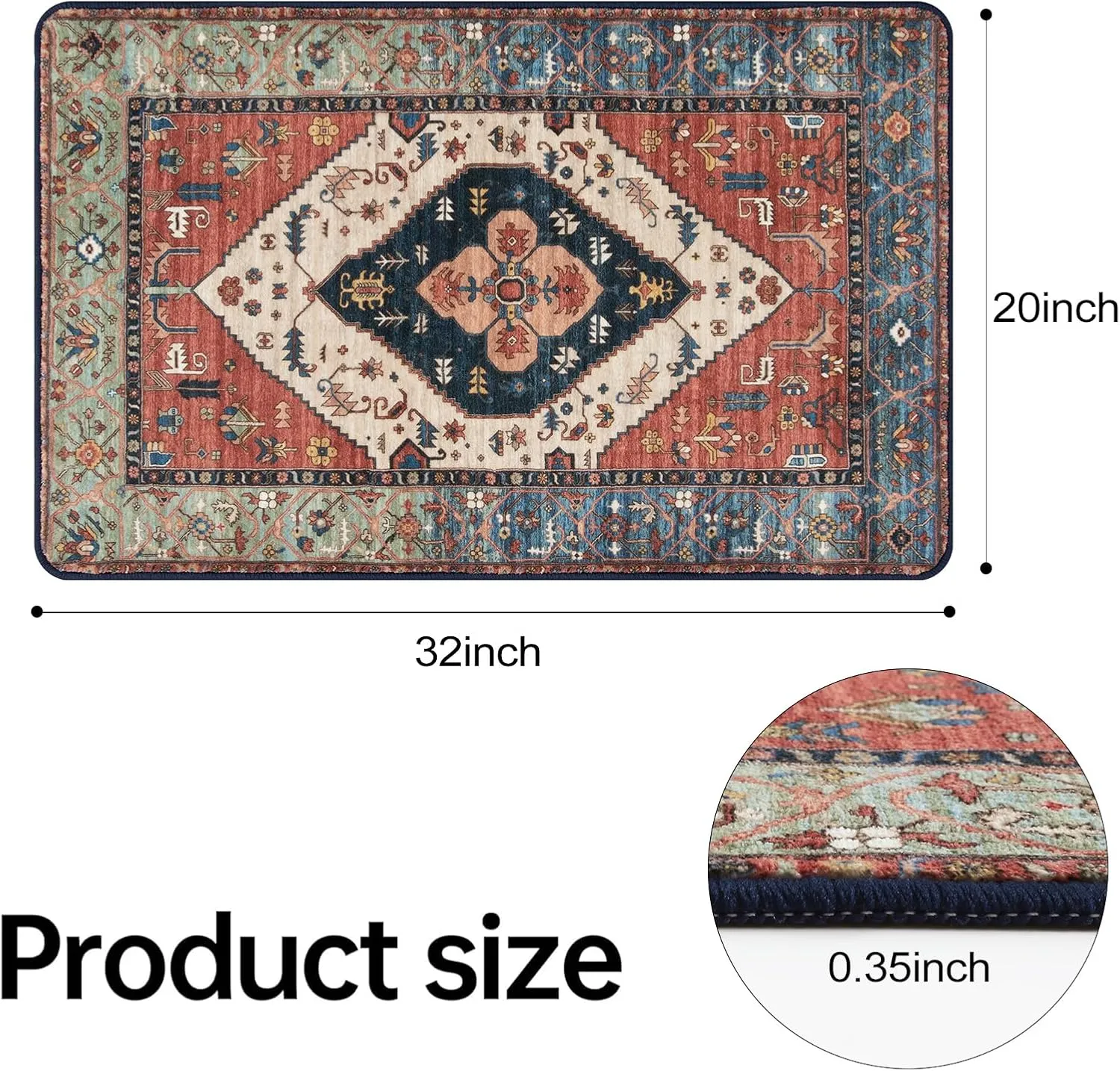 OJIA Stair Treads Non-Slip Landing Mat Indoor Stair Runners for Wooden Steps, Slip Resistant Stair Carpet Treads for Kids and Dogs, Rubber Backing Stair Rugs Mats 20"x32" Corner Square Matching Mat