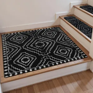 OJIA Stair Treads Non-Slip Matching Mat for Wooden Steps, Square Capet Stair Treads Rubber Backing Stair Runner Anti-Slip Stair Landing Mat 32x32 Inch Stair Rugs