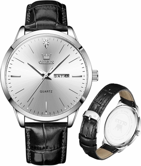 OLEVS Mens Watches, Casual Leather Watches for Men Easy to Read Quartz Number Watch with Date Waterproof Blue/Black/Silver Face Men's Wrist Watches…