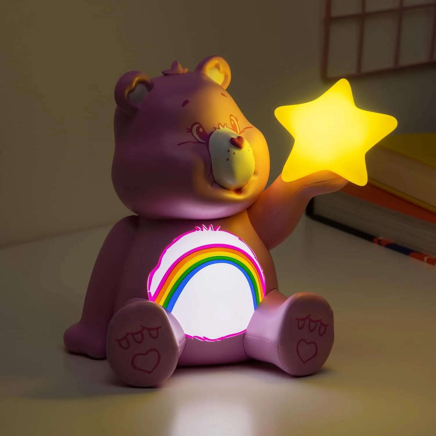 Paladone Care Bears Cheer Bear GloBuddies Night Light, Officially Licensed 3D LED Mood Lamp, Battery Powered Bedroom & Desk Décor, Collectible Gift for Pop Culture Fans