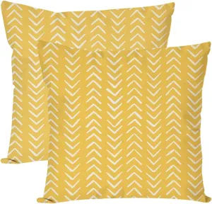 PANDICORN Yellow Mudcloth Throw Pillow Covers 18x18 Inch Set of 2 Herringbone Modern Boho Bohemian Chevron Outdoor Summer Decorations Decorative Throw Pillows Cases for Home Living Room Couch Decor