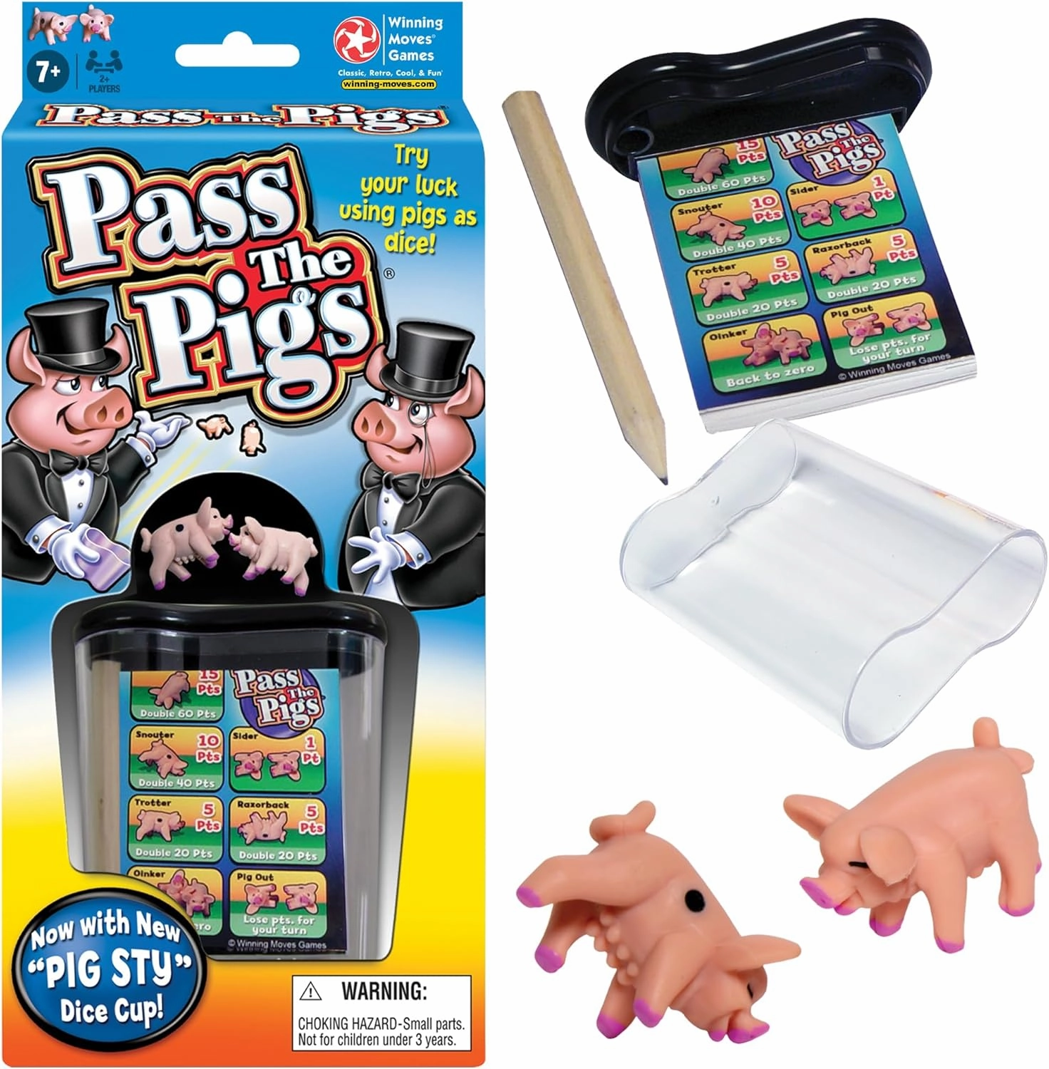 Pass The Pigs by Winning Moves Games USA, a Hilarious Pig Dice Game, Family Favorite for Over 40 Years, for 2 or more Players, Ages 7  (1046)