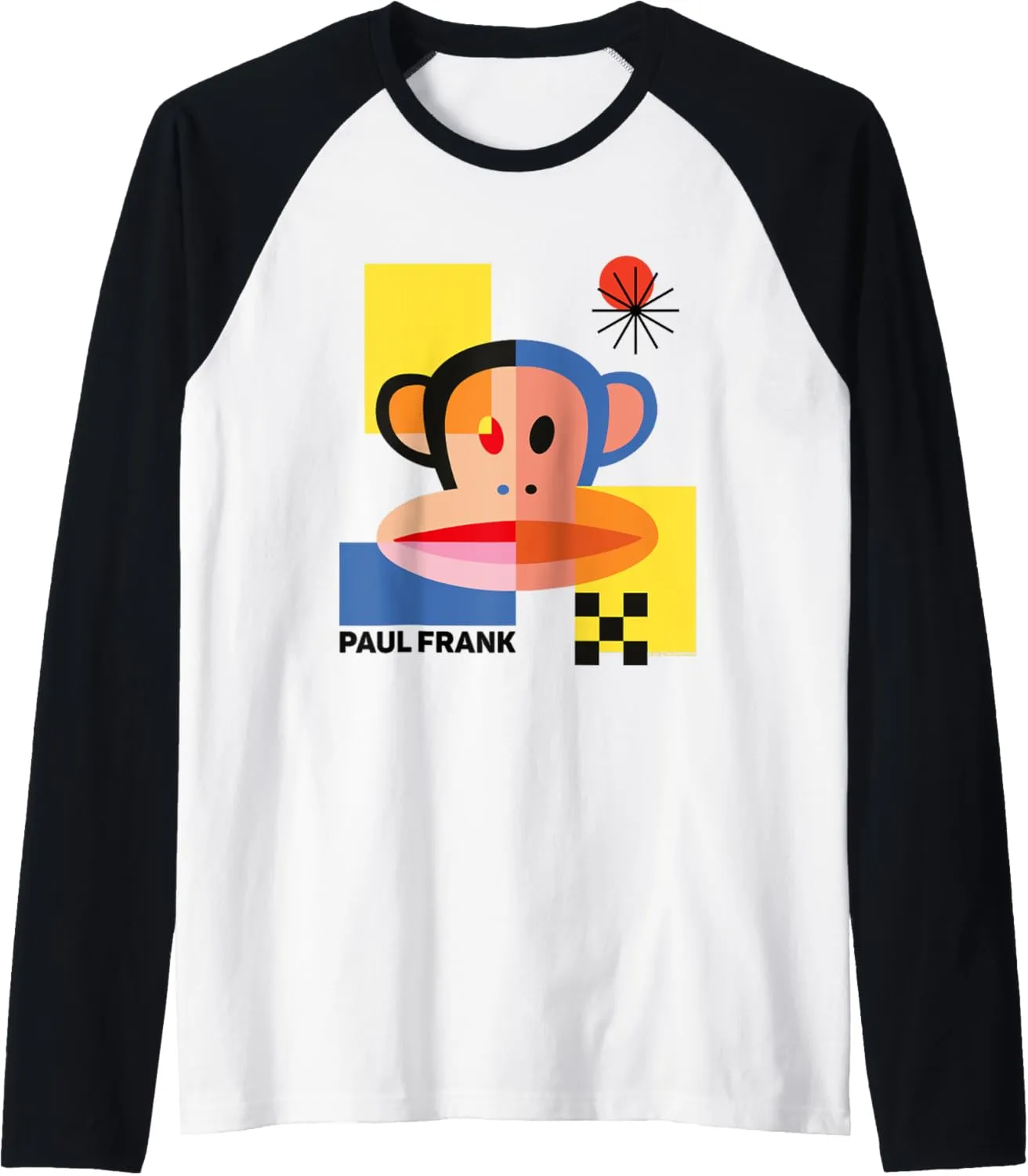 Paul Frank Julius Abstract 80s Block Art Raglan Baseball Tee
