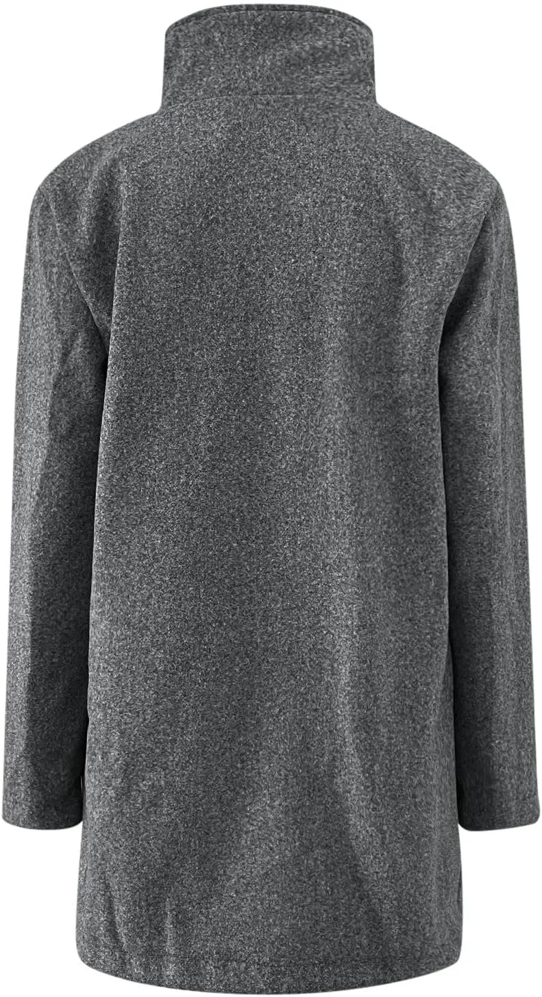 Pea Coats for Women Winter Stand Collar Wool Long Trench Coats Casual Single Breasted Blazer Thicken Peacoat Jackets