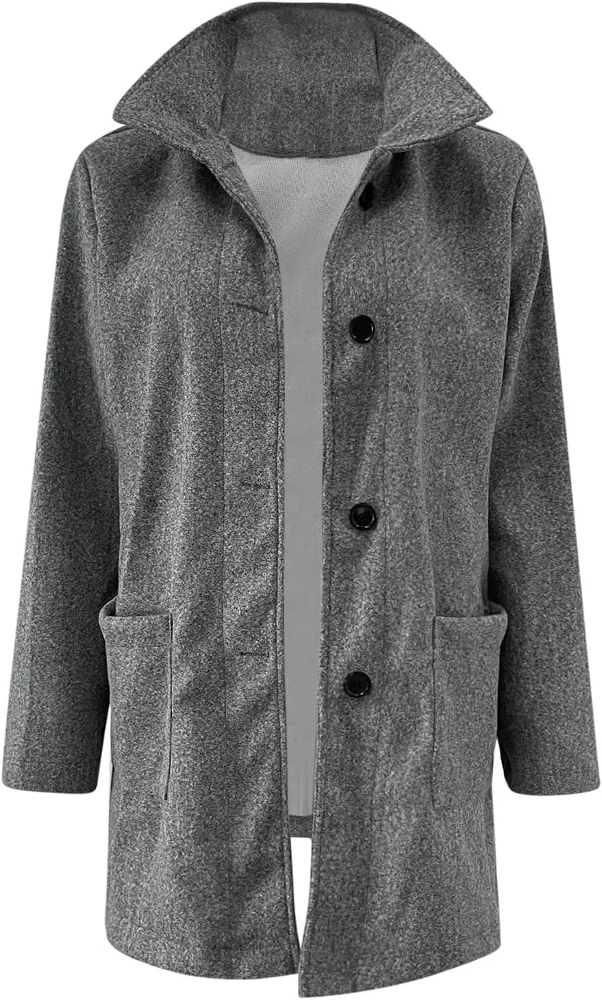 Pea Coats for Women Winter Stand Collar Wool Long Trench Coats Casual Single Breasted Blazer Thicken Peacoat Jackets