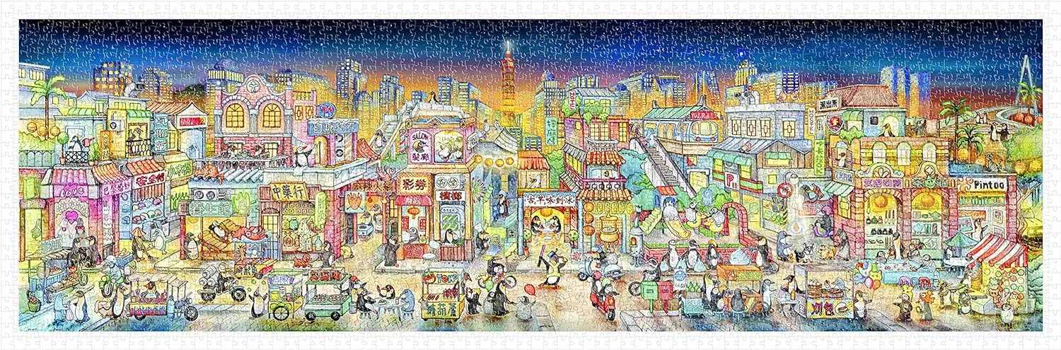 Pintoo Panoramic Jigsaw Puzzles 2000 Piece for Adults - Tom Parker - Taipei City Beautiful Plastic Puzzle for Home Decor Zero Dust Easy Storage [H2024]