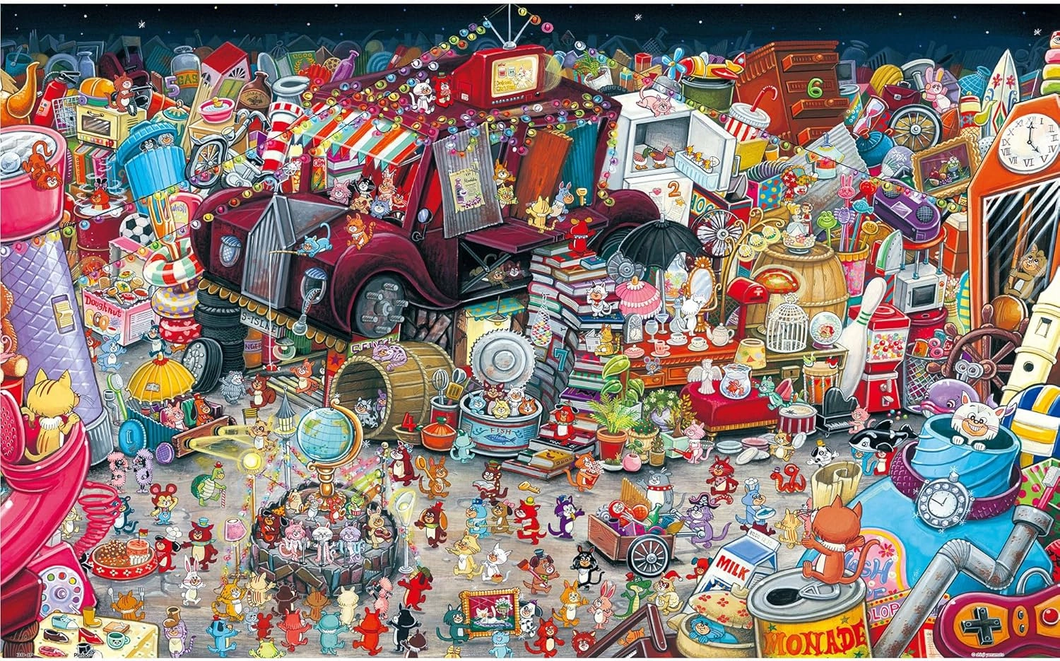 Pintoo Jigsaw Puzzles 1000 Piece for Adults - Shinji Yamamoto - Cats’ Secretland Beautiful Plastic Puzzle for Home Decor Zero Dust Easy Storage [H3447]