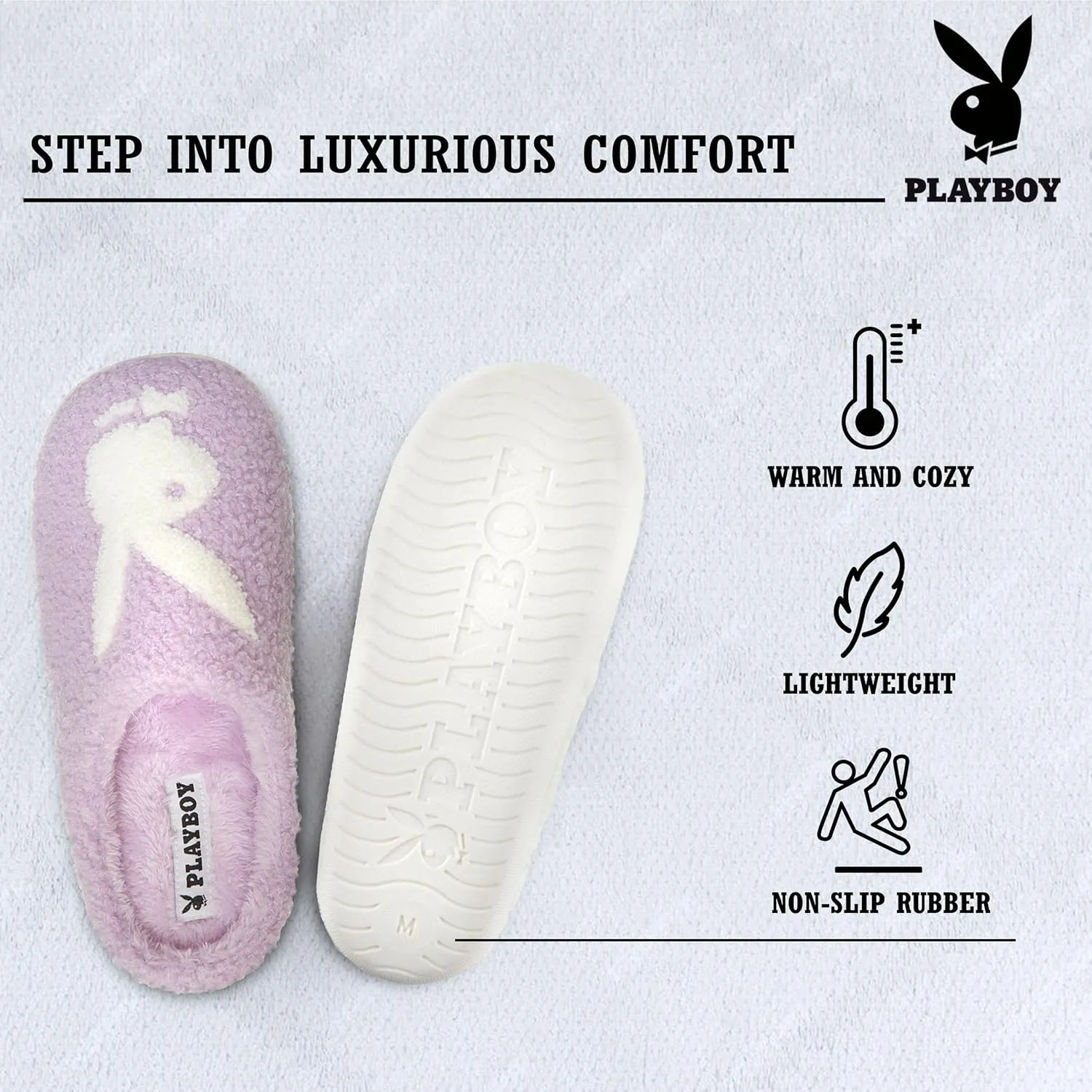 Playboy Womens Slippers Gifts for Women Extra Cozy Fuzzy House Slippers Slip On