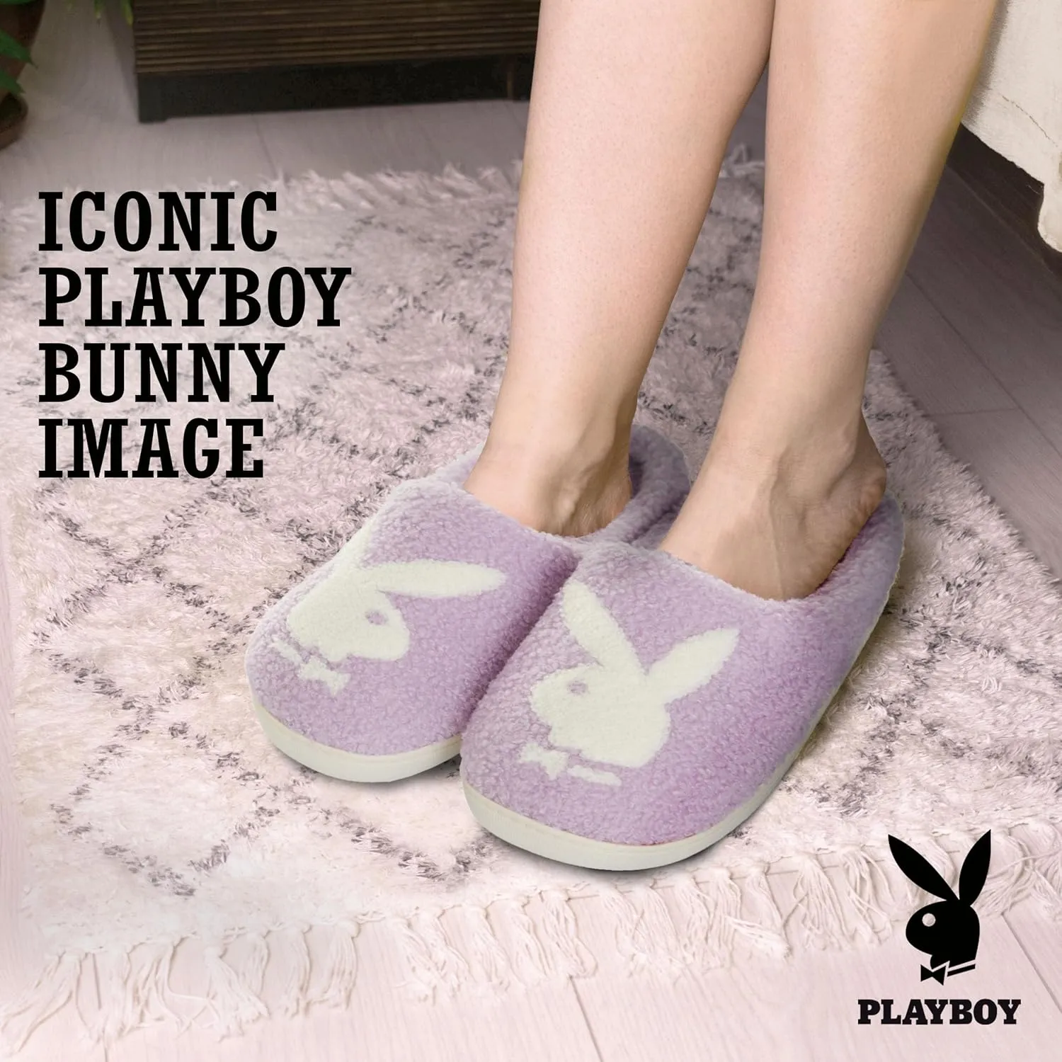 Playboy Womens Slippers Gifts for Women Extra Cozy Fuzzy House Slippers Slip On