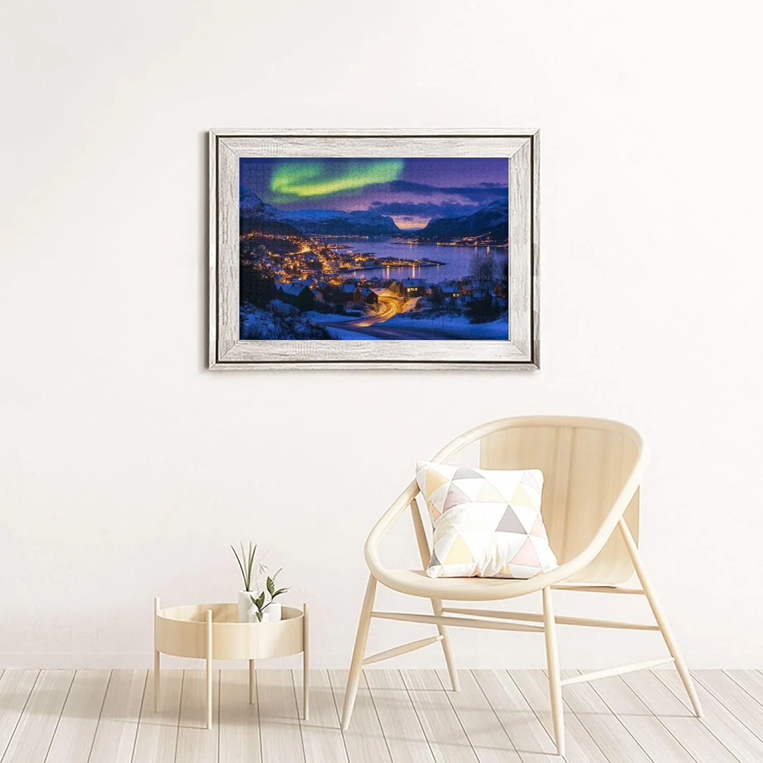 Polar Town and The Aurora Borealis 1000 Piece Puzzle for Adults,Stunning Artwork,Enchanting Scenery Wooden Jigsaw Puzzles,Great for Relaxation and Display for Puzzle Enthusiast
