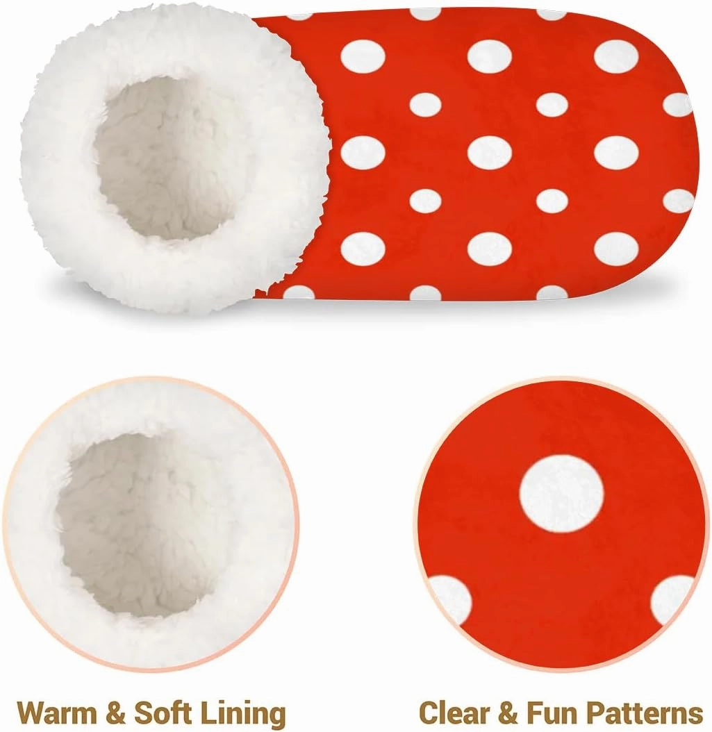 Polka Dots Red White House Slippers for Women Men Soft Closed Back Slippers Indoor Fuzzy Bedroom Shoes Lightweight Non-slip Home Slippers