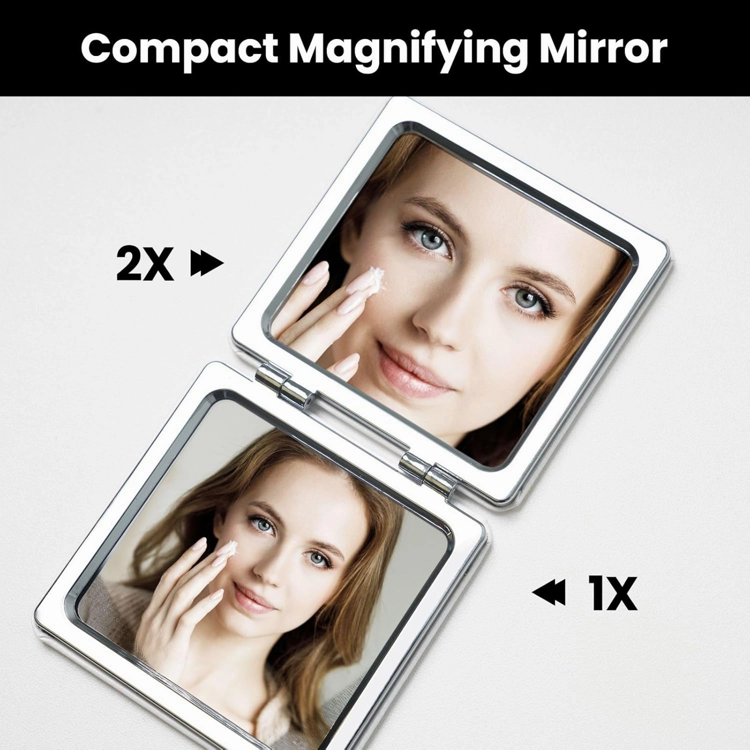 Portable Pocket Makeup Mirror Cute Young Pig Travel Cosmetic Mirror Square Print Magnifying Compact Mirror for Eyelash