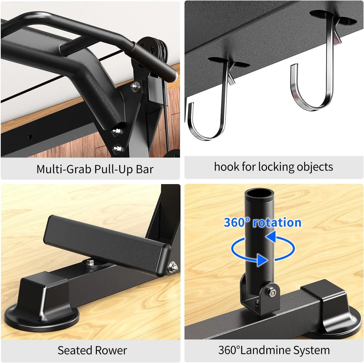 Power Cage Multi-Function Power Rack with Cable Crossover System,1800 LBS Capacity Squat Rack with Weight Bench,for Home Gym