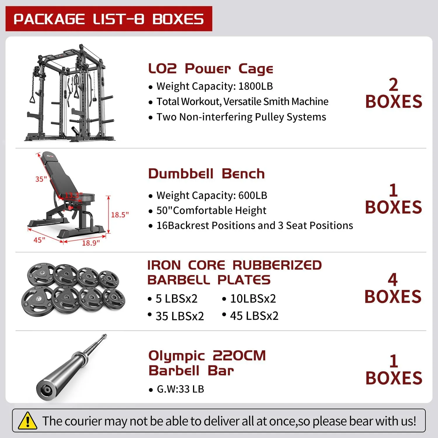 Power Cage Multi-Function Power Rack with Cable Crossover System,1800 LBS Capacity Squat Rack with Weight Bench,for Home Gym
