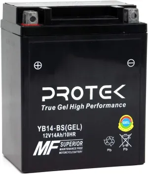 Protek YB14-A2 YB14A-A1 YB14A-A2 YB14-B2 YTX14AH YTX14AH-BS 12V 14Ah Sealed AGM Gel Type Battery for Yamaha YFM400FG Grizzly YFM350ER Big Bear YFM350U YFM250 YFM200