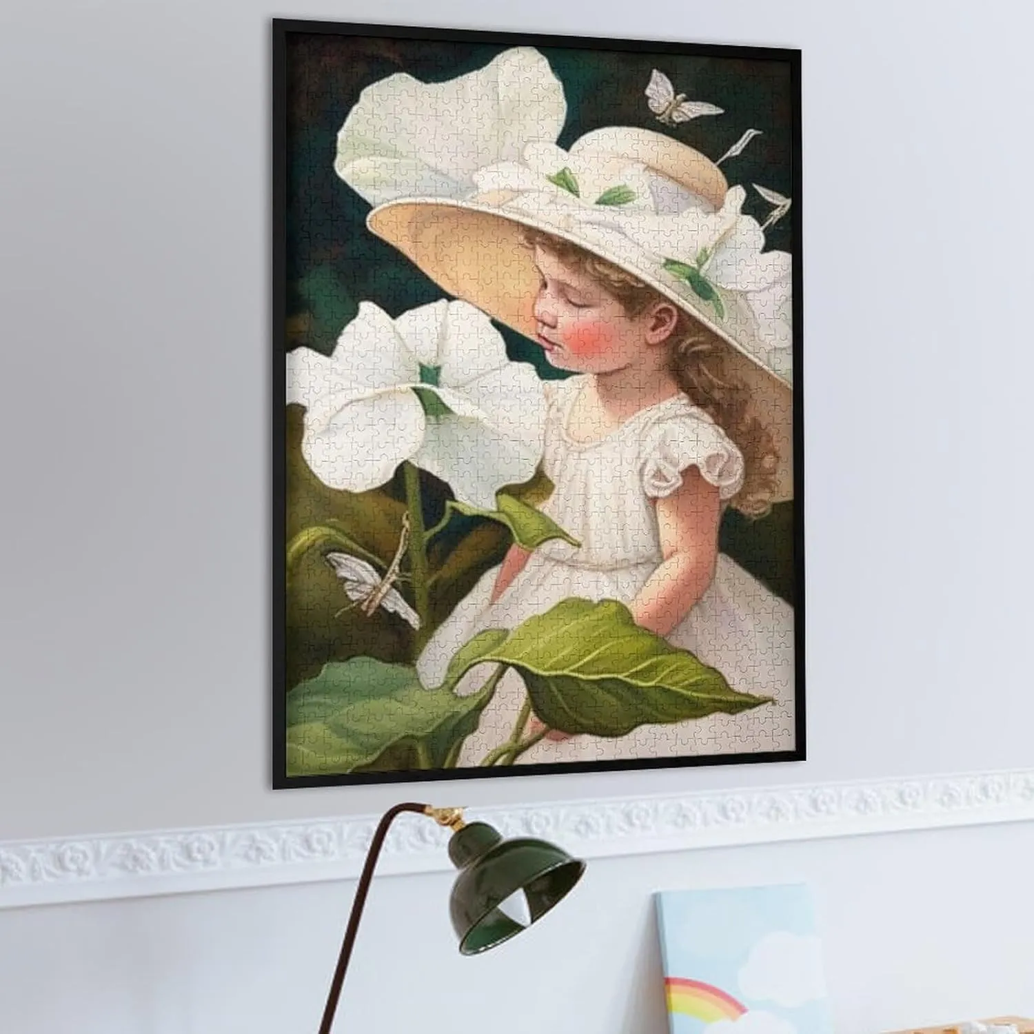 Puzzles for Adults 1000 Pieces - White Flower Girl Spring Outing Aesthetic Oil Best Challenging Puzzles for Cognitive Workout - Safe Eco-Friendly - Most Popular Leisure Activities