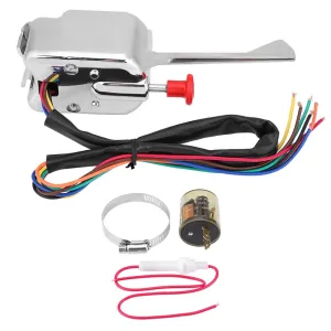 Qiilu Street Hot Rod, 12V Universal Chrome Street Hot Rod Turn Signal Switch   Flasher