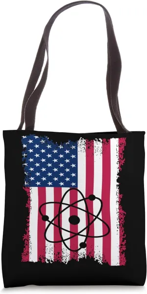 Quantum Physics Vintage US Flag Physicist Quantum Mechanics Tote Bag