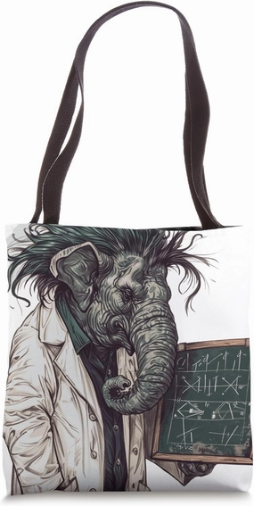 Quirky Elephant Scientist in Lab Coat Tote Bag
