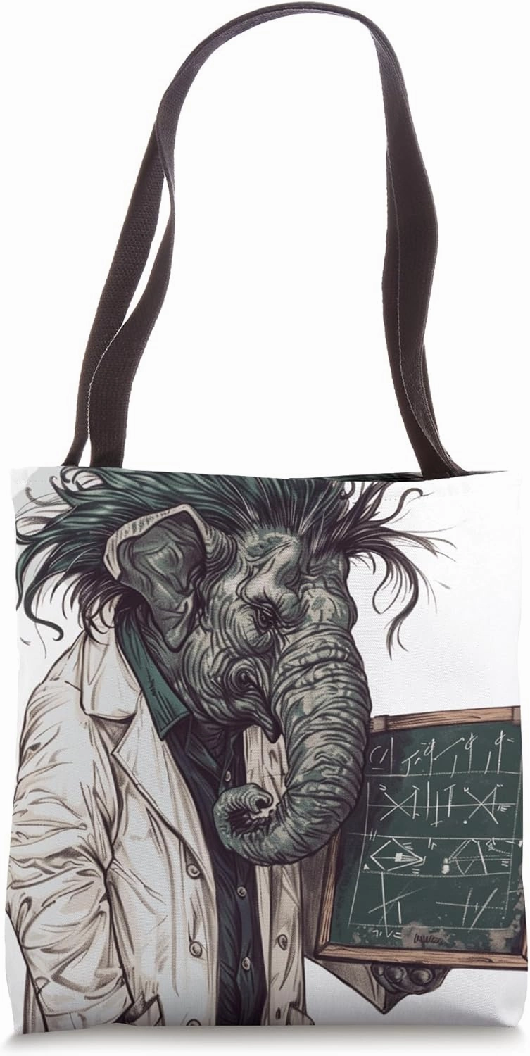 Quirky Elephant Scientist in Lab Coat Tote Bag