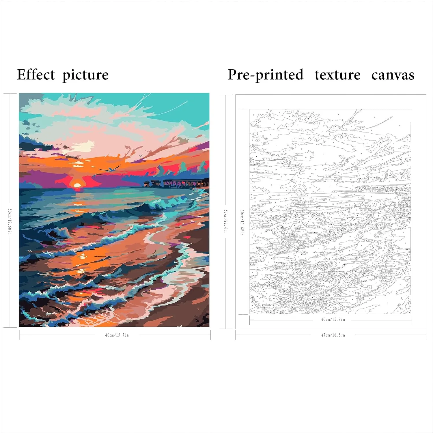 QUITEDEW Paint by Number for Adults,Seaside Adult Paint by Number Kits,Sunset Paint by Numbers,Landscape Paint by Numbers Kits Suitable for Home Wall Decoration 16x20 Inch.