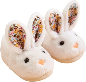 Rabbit Warm Slippers, Cute Plush Soft Bunny Slippers Fuzzy Winter House Slippers Shoes for Toddler