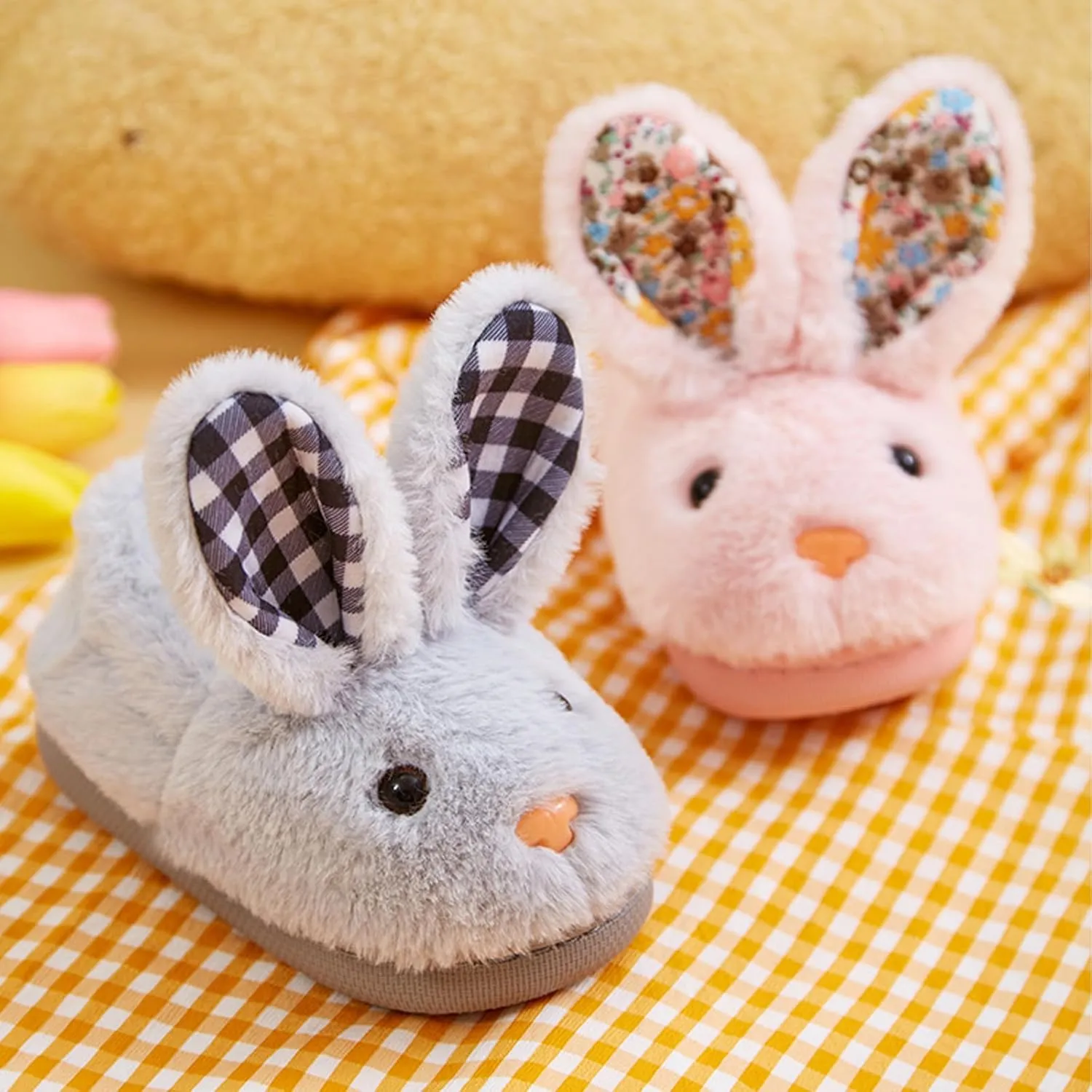 Rabbit Warm Slippers, Cute Plush Soft Bunny Slippers Fuzzy Winter House Slippers Shoes for Toddler