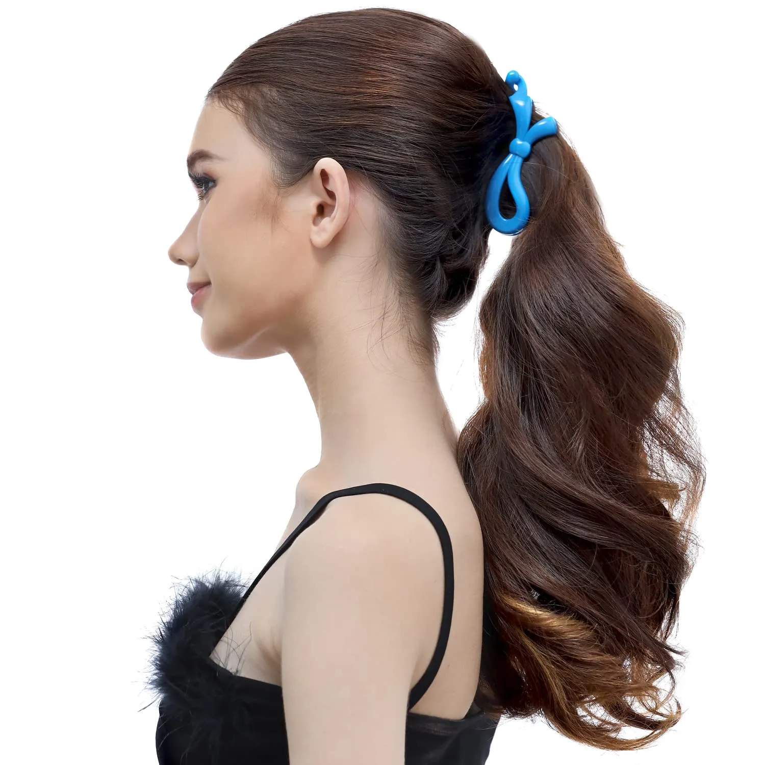 RC ROCHE ORNAMENT 6 Pcs Bow Ribbon Hair Clip Claw Women Banana Ponytail Holder Maker Polished Non Slip Secure Grip Elegant Plastic Comb Clip Clasp, Medium Rainbow Multicolor
