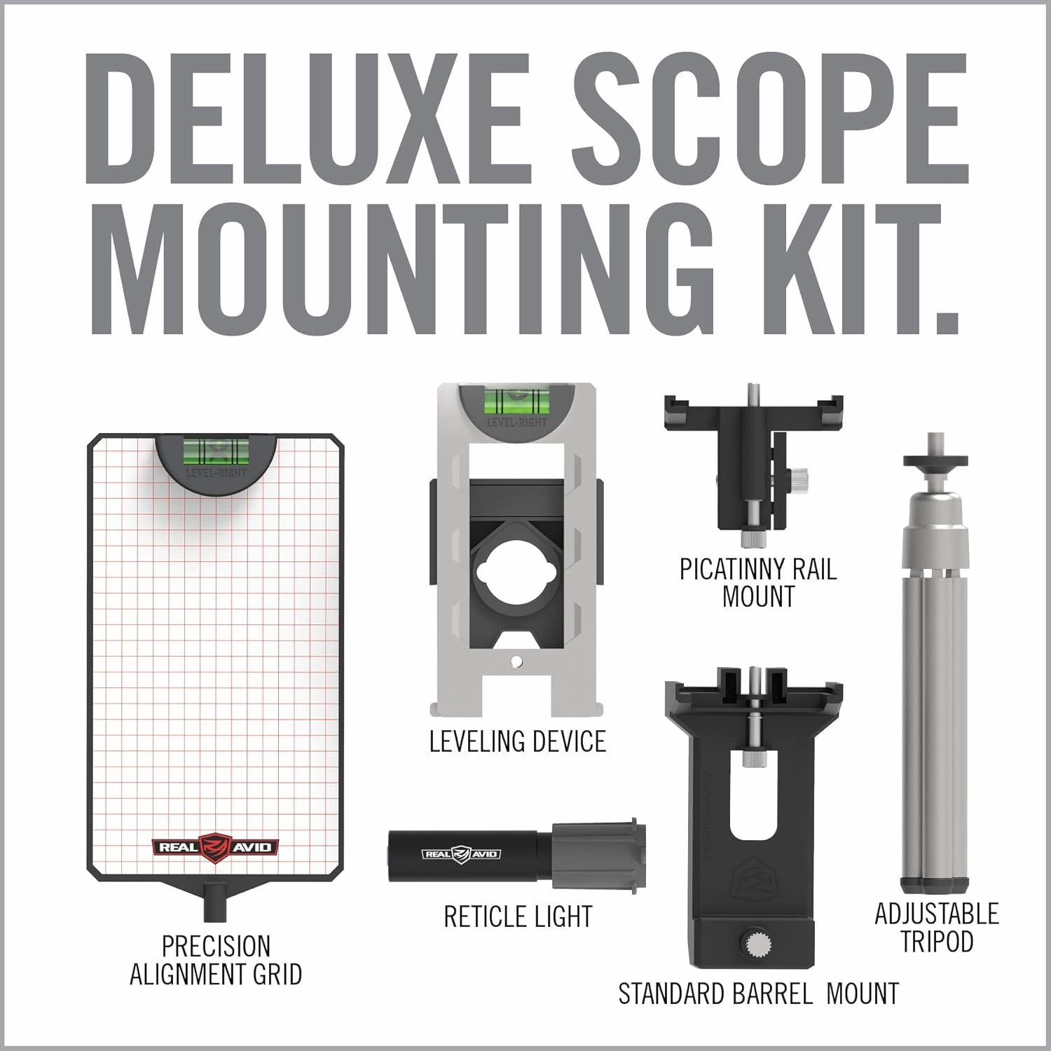 Real Avid Scope Leveling Kit & Precision Scope Level System, Complete Scope Mounting Kit for Mounting, Aligning & Leveling Rifle Scopes, Perfect Tool for Armorers & Hunters