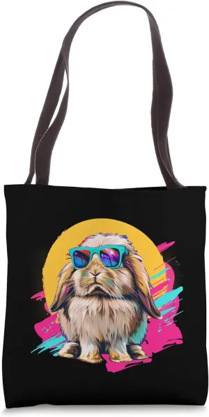 Retro Vintage 80s Mini Holland Lop Bunny Rabbit Lover Tote Bag