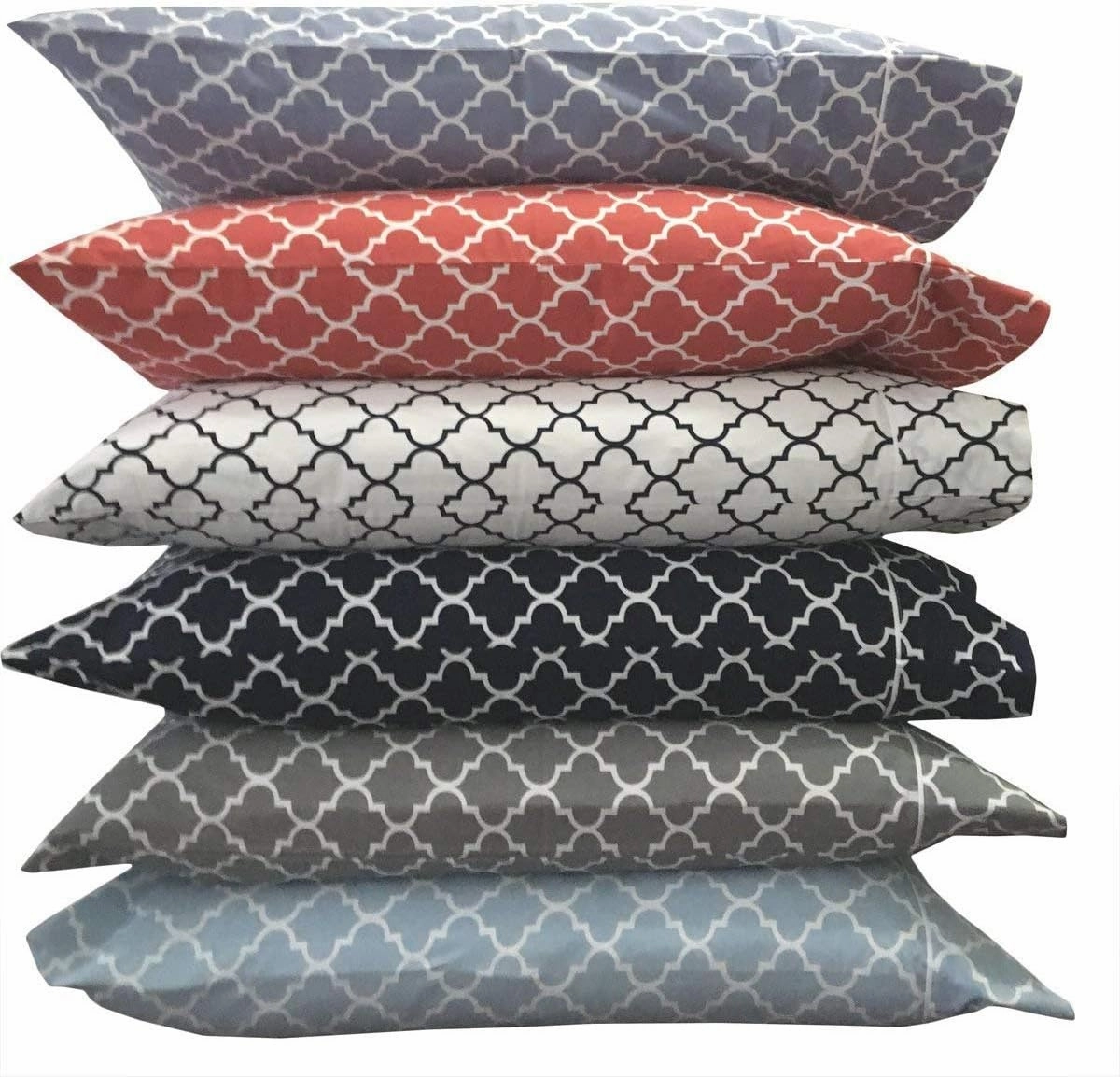 Royal Tradition Meridian 340-Thread-Count, 100-Percent Cotton, Set of 2 King Size Sateen Woven Pillow Cases, Periwinkle with White