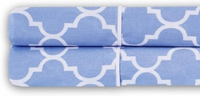 Royal Tradition Meridian 340-Thread-Count, 100-Percent Cotton, Set of 2 King Size Sateen Woven Pillow Cases, Periwinkle with White