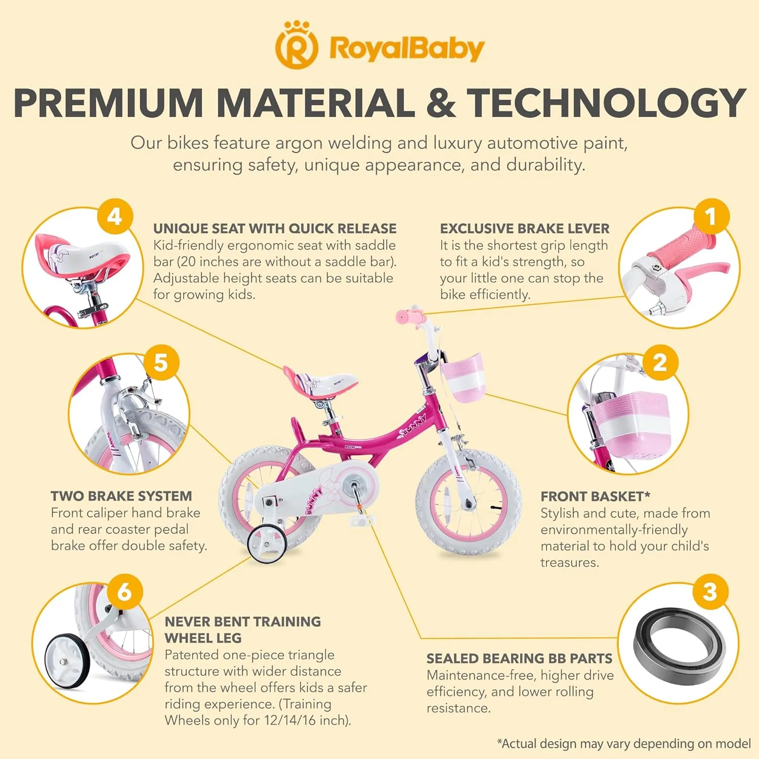 Royalbaby Princess Girls Kids Bike 12 14 16 18 20 Inch Children Bicycle with Basket for Age 3-12 Years