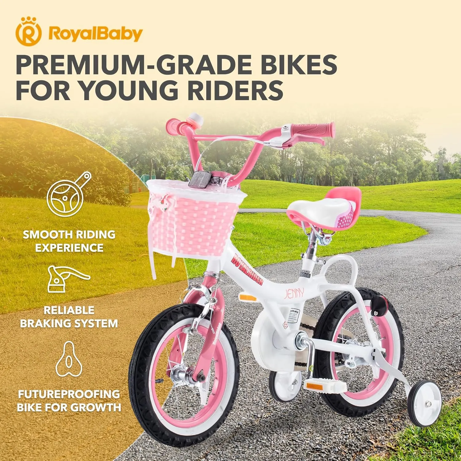 Royalbaby Princess Girls Kids Bike 12 14 16 18 20 Inch Children Bicycle with Basket for Age 3-12 Years