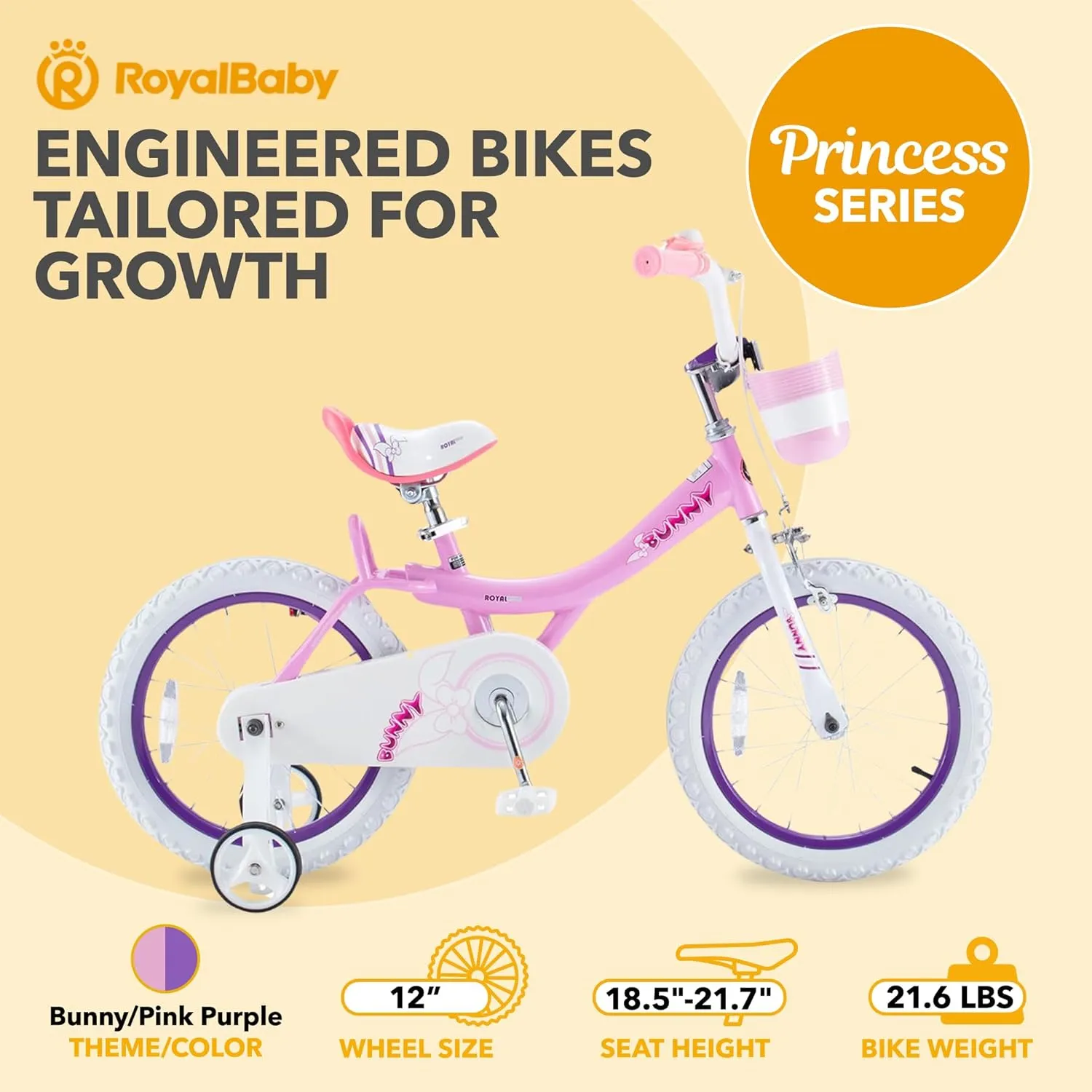 Royalbaby Princess Girls Kids Bike 12 14 16 18 20 Inch Children Bicycle with Basket for Age 3-12 Years