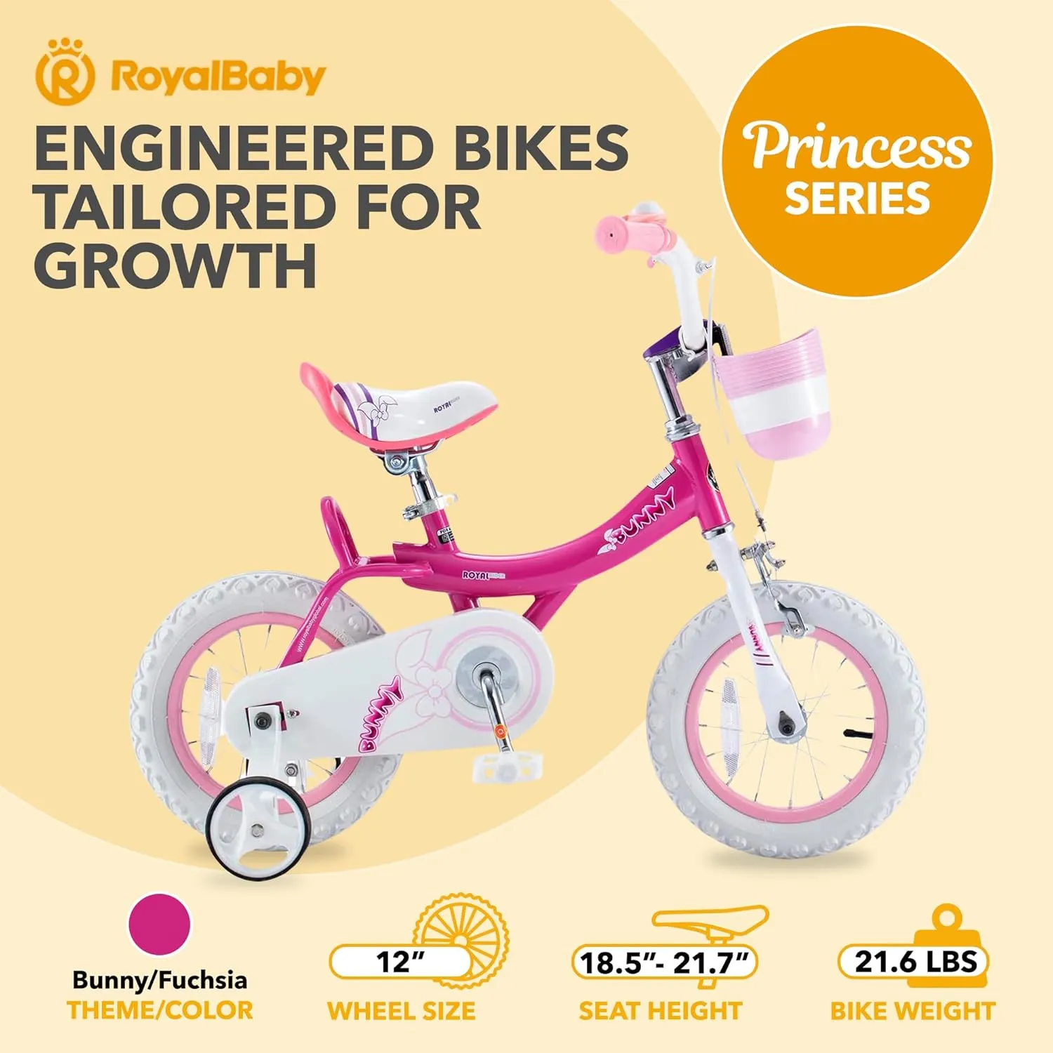 Royalbaby Princess Girls Kids Bike 12 14 16 18 20 Inch Children Bicycle with Basket for Age 3-12 Years