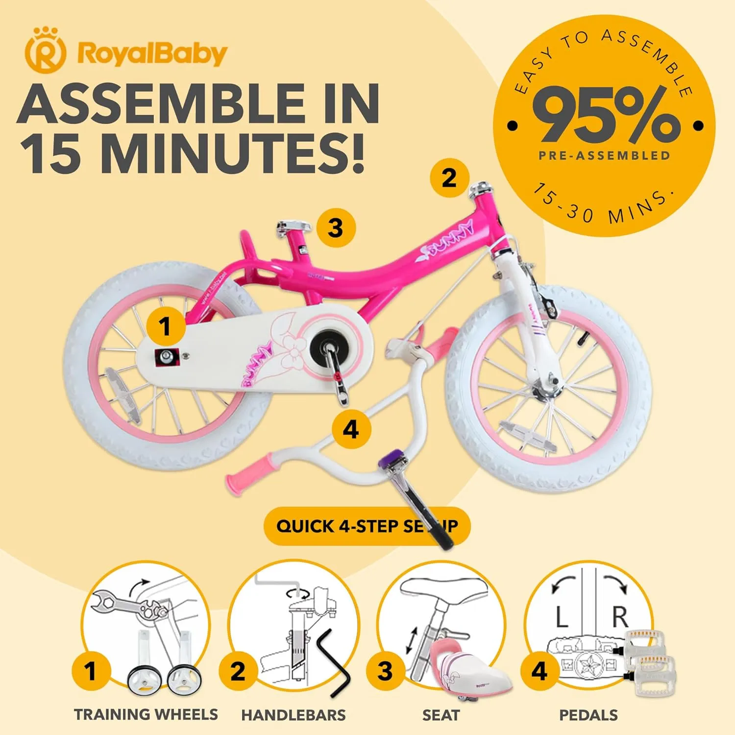 Royalbaby Princess Girls Kids Bike 12 14 16 18 20 Inch Children Bicycle with Basket for Age 3-12 Years