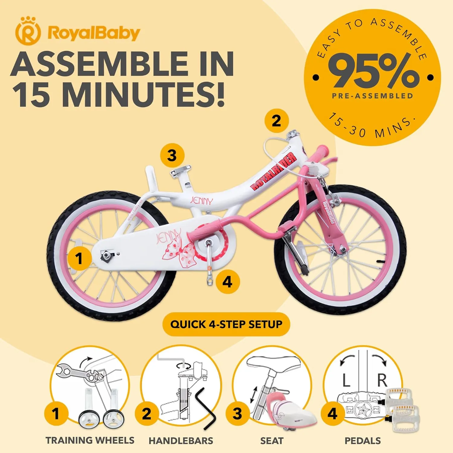 Royalbaby Princess Girls Kids Bike 12 14 16 18 20 Inch Children Bicycle with Basket for Age 3-12 Years